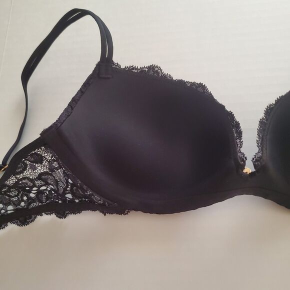Victoria’s Secret Bra 34B Black Very Sexy Lace Padded Demi Push-up Underwire - Picture 8 of 10